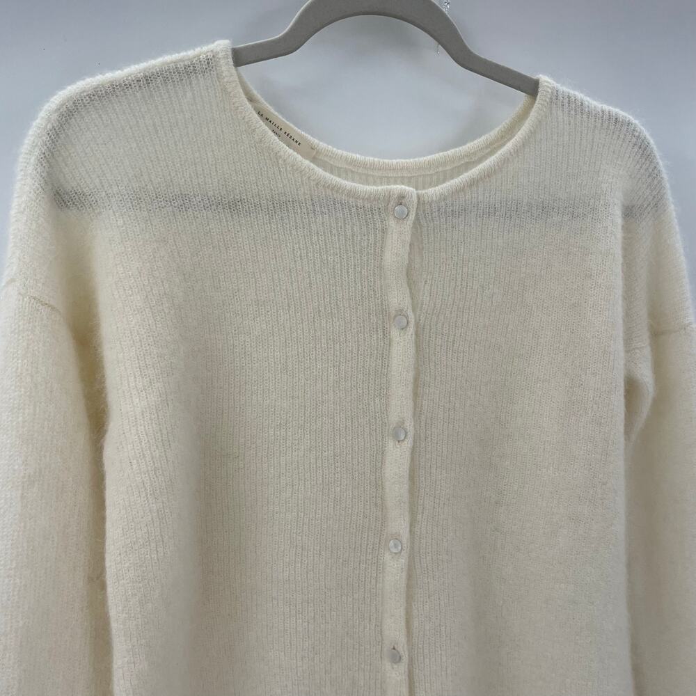 Sezane Gaspard Cardigan Sweater Ecru Mohair Alpaca Blend M - Picture 5 of 10